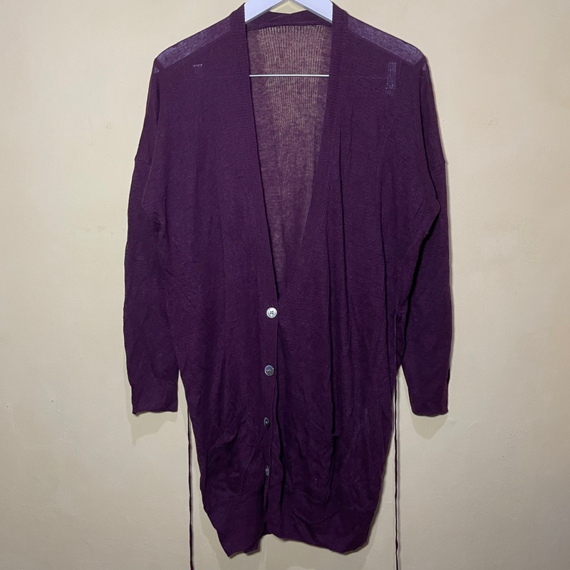 Preloved Cardigan Sweater Outer Long Sleeve Jumbo Wanita Ungu Thrift - CD005
