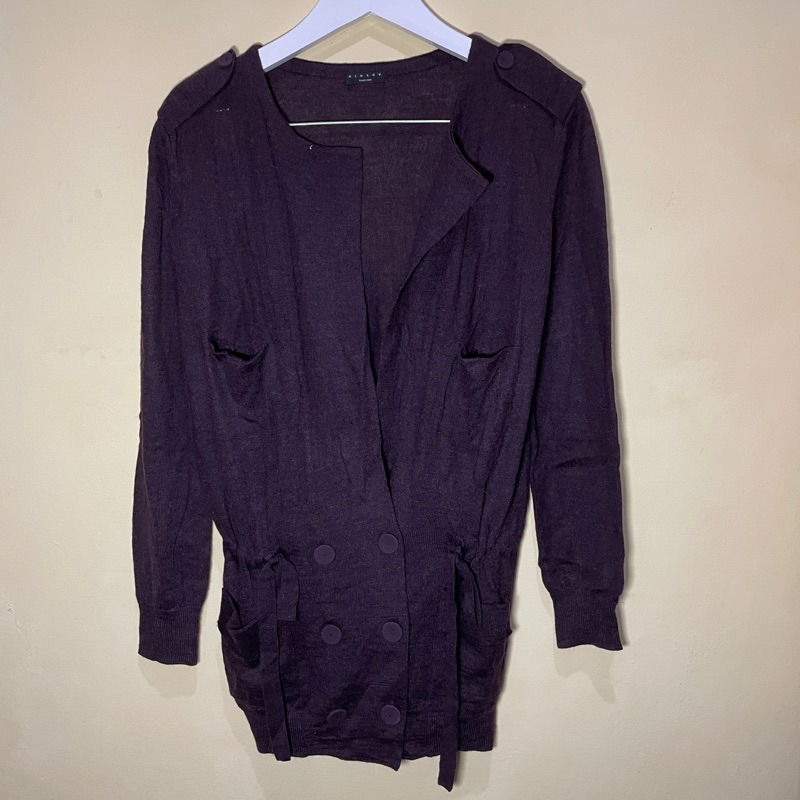 Preloved Cardigan Outer Long Sleeve Wanita Dark Brown Thrift - CD002