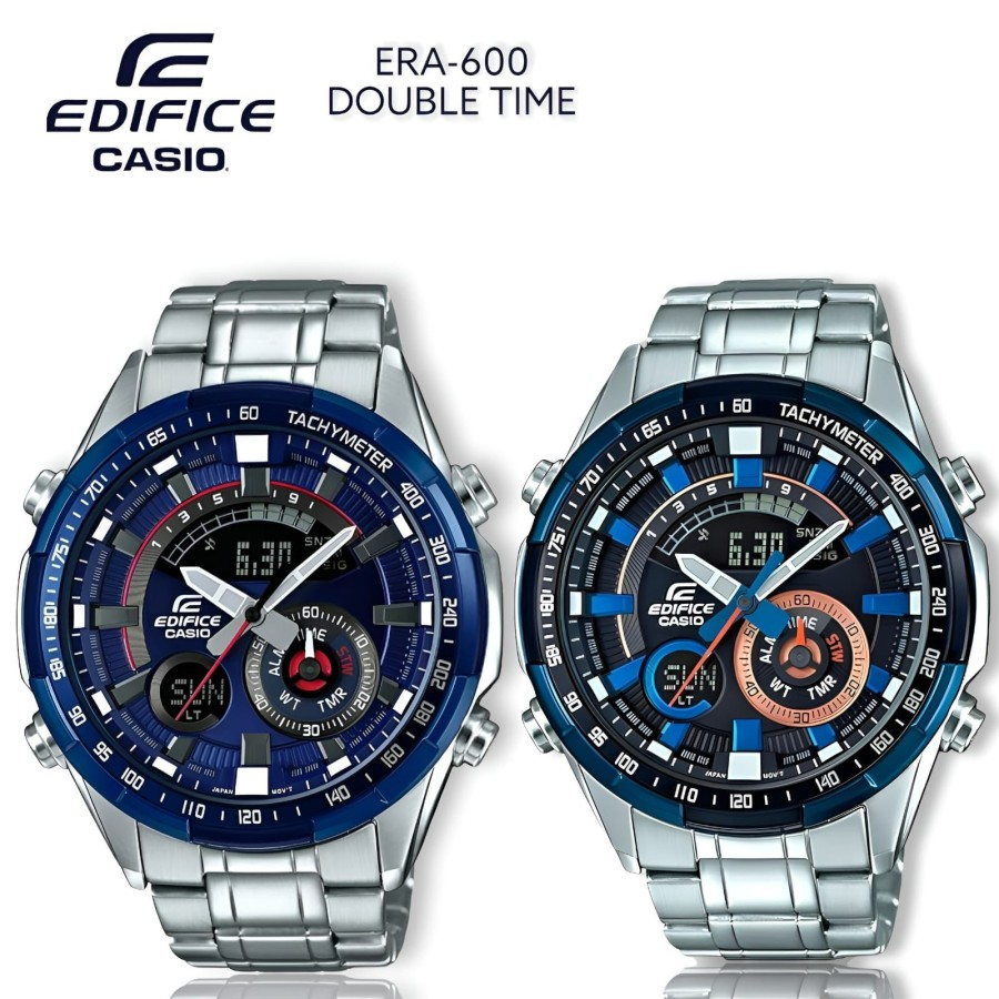 JAM TANGAN CASIO EDIFICE MURAH ERA600 ERA 600 DUAL TIME GARANSI 1 TAHUN