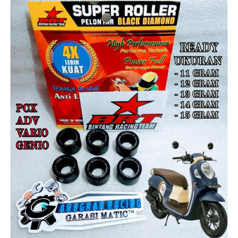 ROLLER RACING BRT 11 12 13 14 15 GRAM HONDA SCOOPY LED NEW 2021 GEN 2 BEAT DELUXE GENIO BEAT STREET 