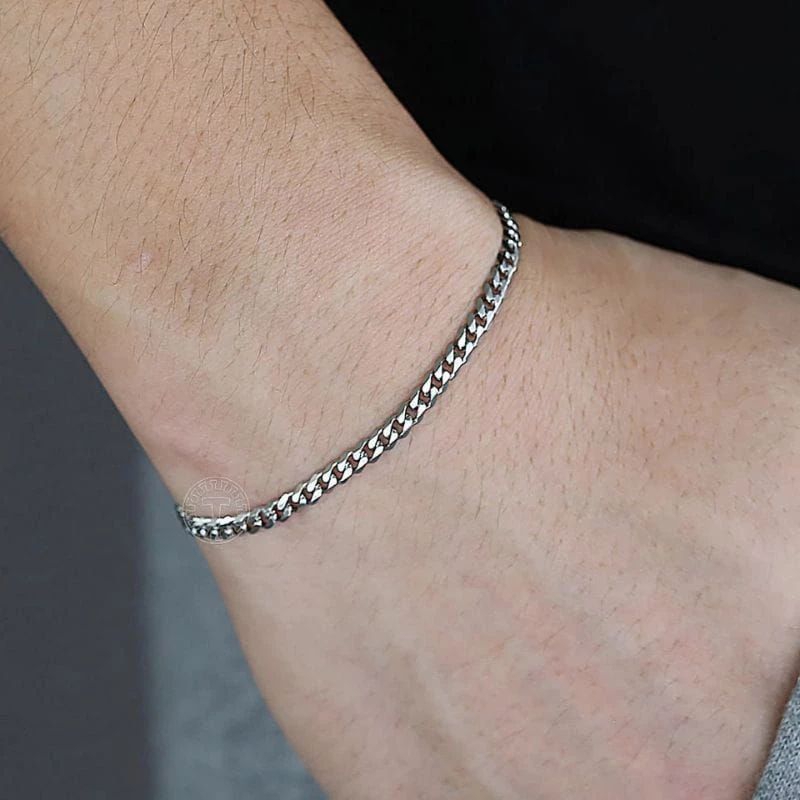 GELANG TANGAN RANTAI ANTI KARAT PRIA DAN WANITA GELANG TANGAN TITANIUM ASLI ANTI KARAT