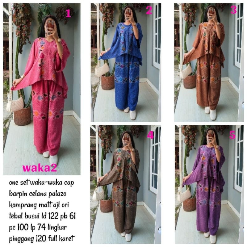 Piyama one set waka encim cplp tie dye lilac jumbo batik setelan celana panjang