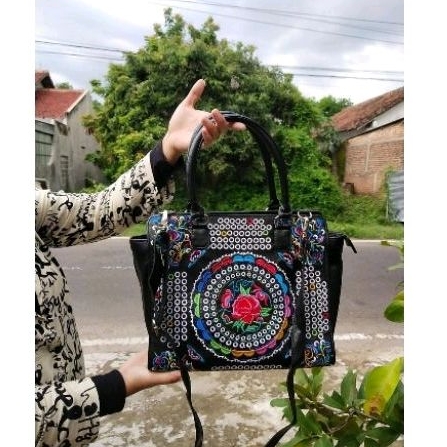 Tas Bordir Kulit Sintetik Import
