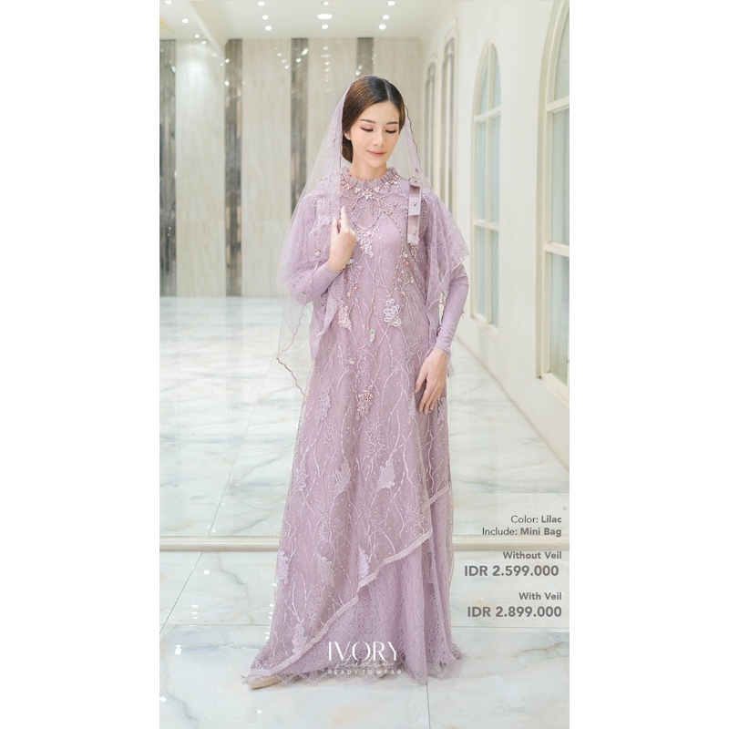 Preloved Dress With Veil Ivory Studio Warna Lilac