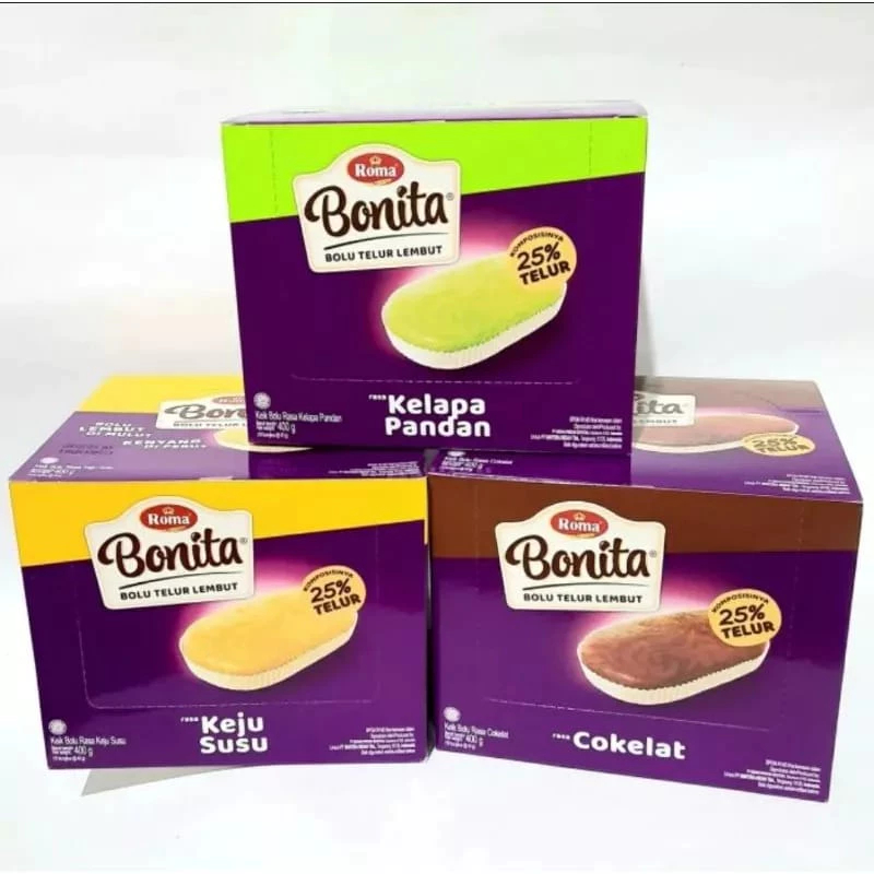 

RB ROMA BONITA BOLU TELUR LEMBUT / 1 BOX ISI 12 PCS