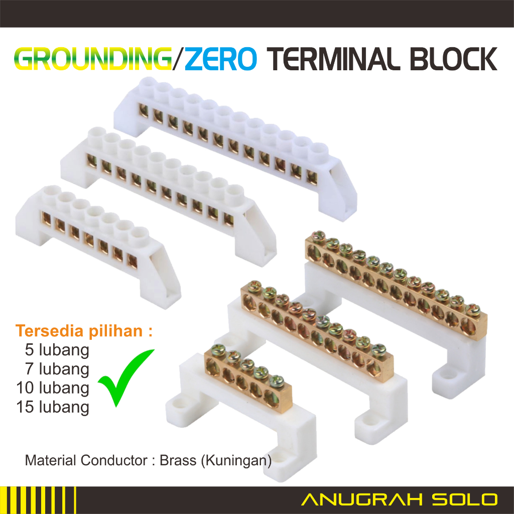 Terminal Grounding Busbar dengan Isolasi Terminal Arde Terminal Nol