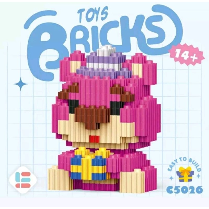 Nano Block Mainan Balok Building Block Nano Blok Nano Bricks Balok Susun Mainan Edukasi 3D DIY Disney Series Lotso Beruang Strawberry