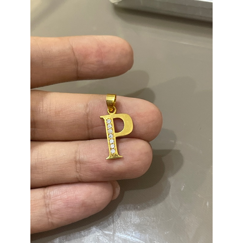 Promo Liontin Inisial Huruf P emas asli Elegan