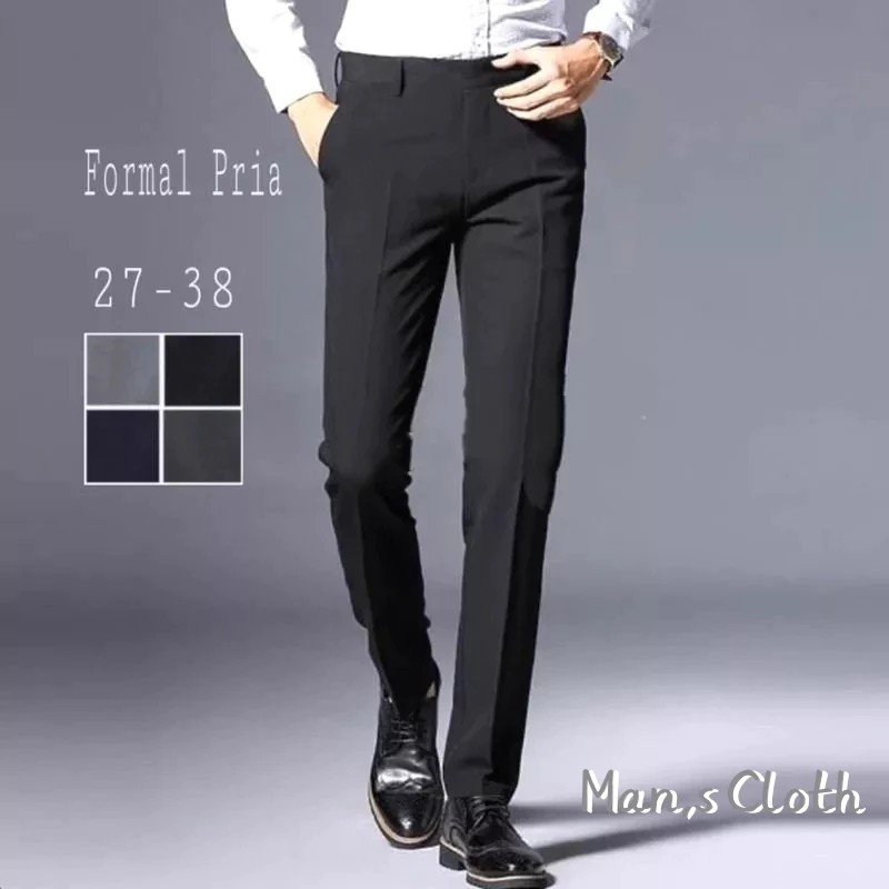 celana panjang pria / hitam / celana jeans pria celana dasar hitam / kantor / kerja