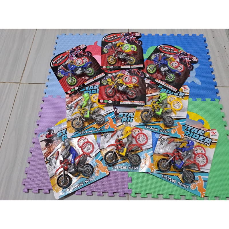 Mainan anak sepda motor CROSS / motor trail offroad orang Bonus Obeng + 2 ban serep