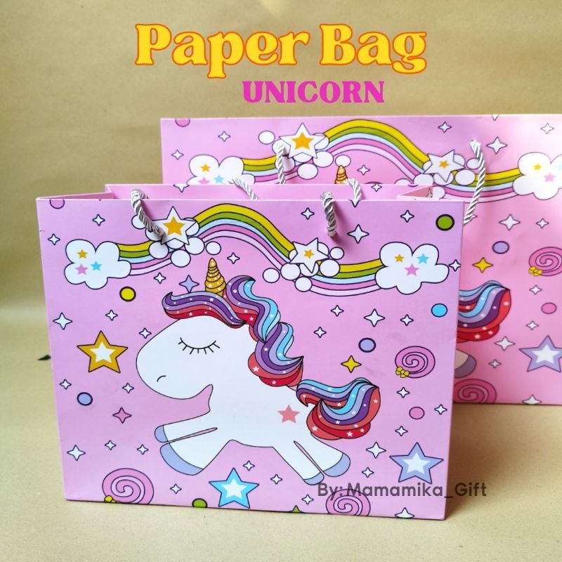 

PAPER BAG UNICORN / TAS KADO ULANG TAHUN / GOODIE BAG MOTIF UNICORN