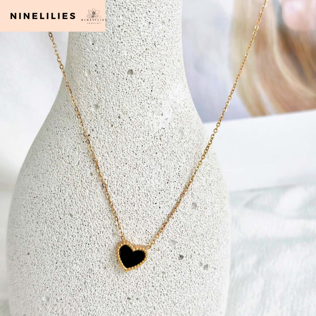 Love Necklace - Ninelilies - Kalung Emas liontin jantung - Kalung Wanita - Kalung Love Wanita