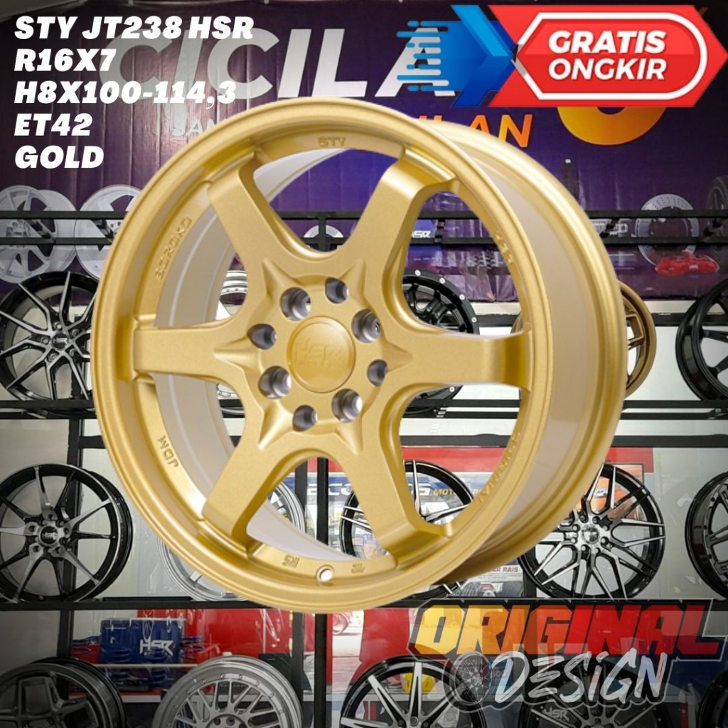 Velg Mobil Ring 16 R16 HSR STY Gold Untuk Mazda2 , Jazz , Yaris , Swift
