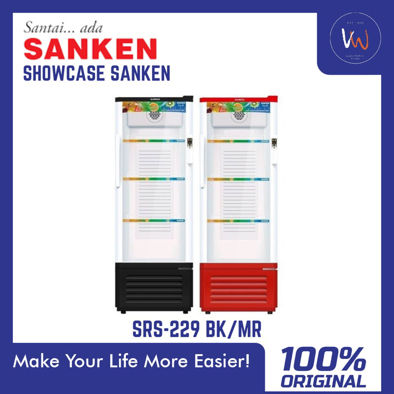 Showcase Sanken SRS-229 BK/MR / Showcase Minuman / Pendingin Minuman Jualan