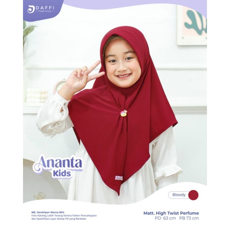 Ananta Kids Daffi Hijab Anak Terbaru Ori Jilbab Bergo Instan Anak Tk Sd Jersey Premium Free Bross
