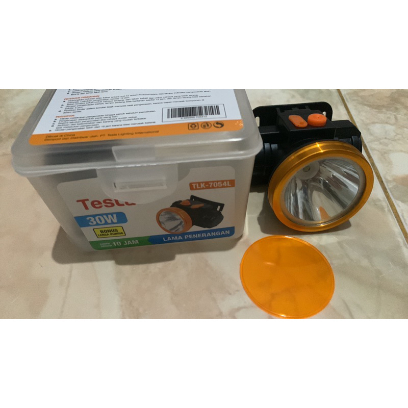 Senter Kepala Tesla 30 Watt Tipe TLK-7054L Free Lensa Kuning