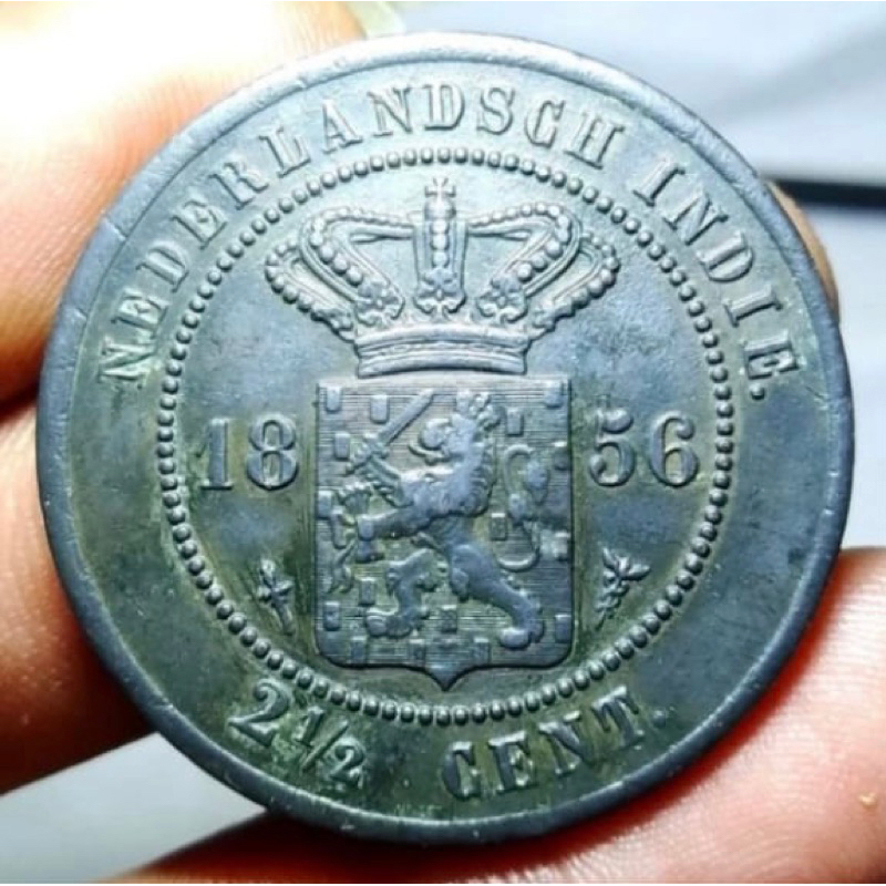 Koleksi Koin Kuno Benggol 2.5 Cent Neth Indies Tahun 1856 Keydate LANGKA SUPER Pilihan#CA