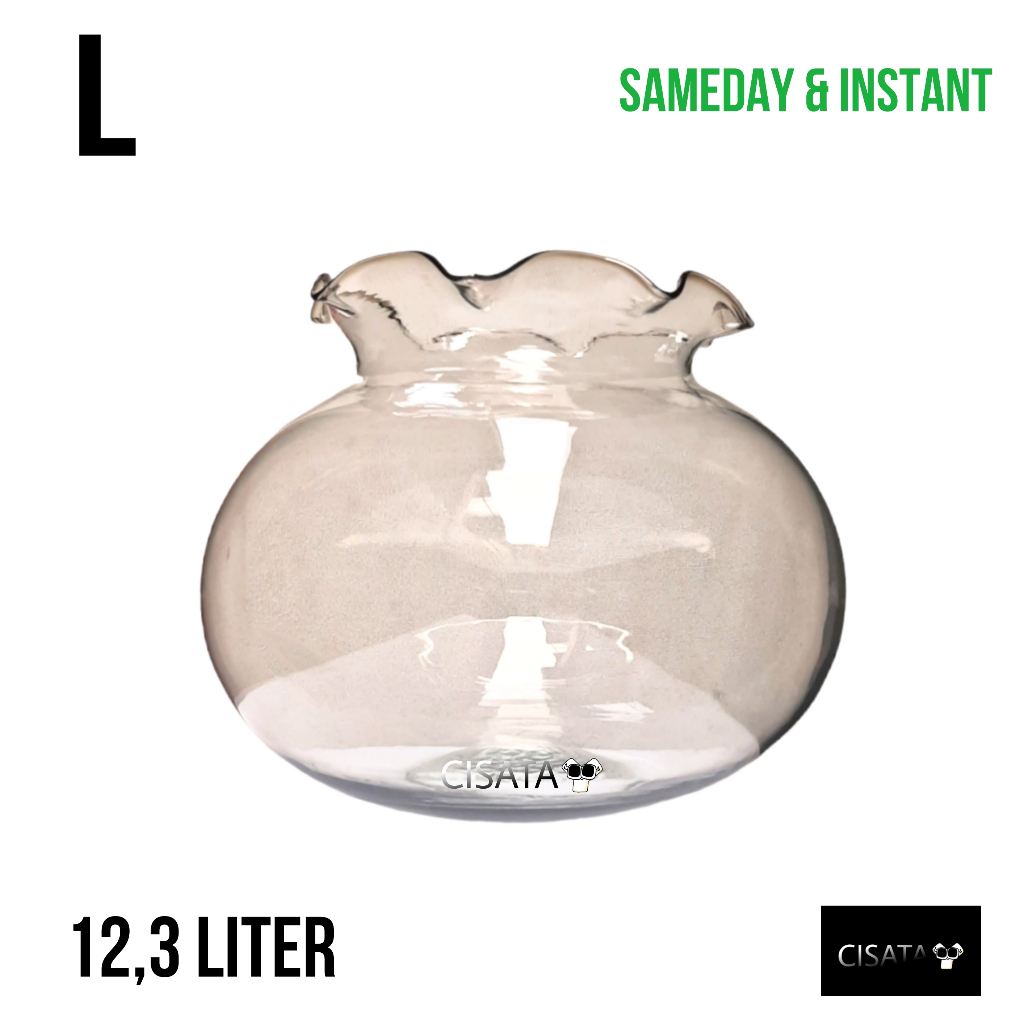 AQUARIUM BULAT KACA SIZE L 12,3 LITER HIASAN IKAN / POT BUNGA