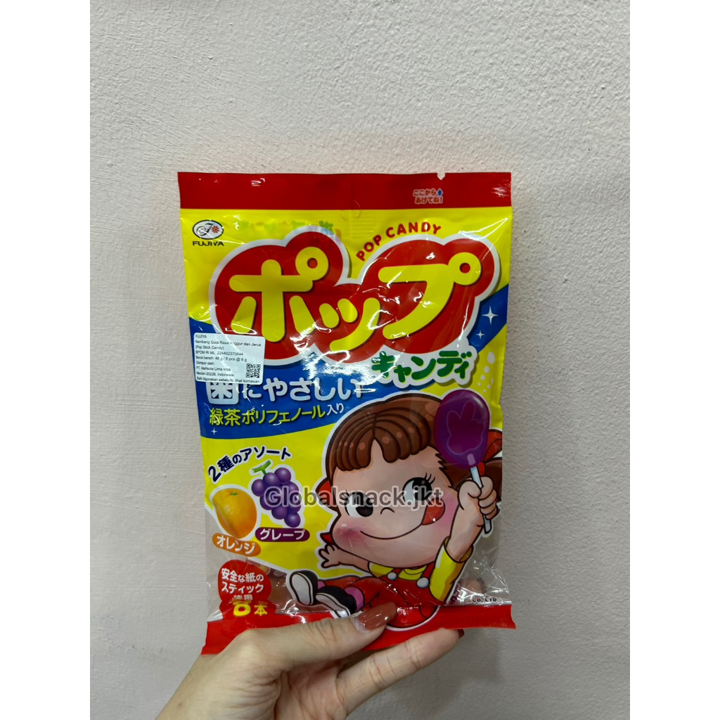 

FUJIYA POP STICK CANDY 48GR -FUJIYA KEMBANG GULA RASA ANGGUR DAN JERUK