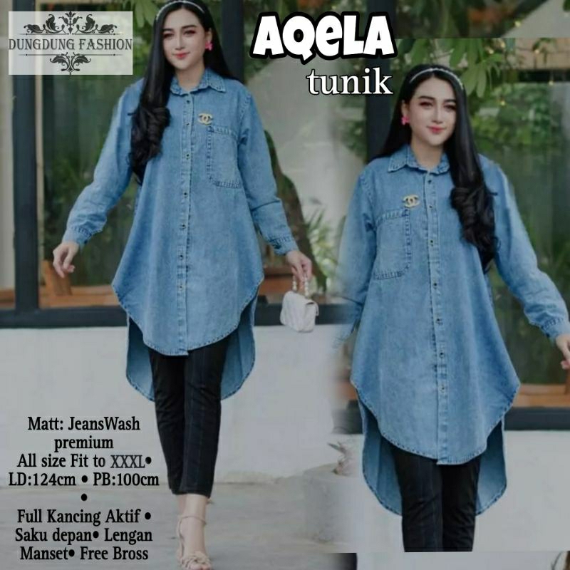 ATASAN WANITA, ATASAN JEANS, JEANS JUMBO, FULL MOTIF BORDIR, TERARU, ATASAN WANITA MUSLIM