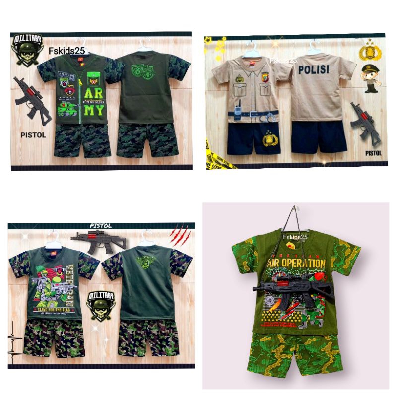 BAJU SETELAN ANAK KOSTUM POLISI ANAK COWOK CEWEK TERBARU / BAJU ANAK KOSTUM POLISI ARMY TENTARA ANAK