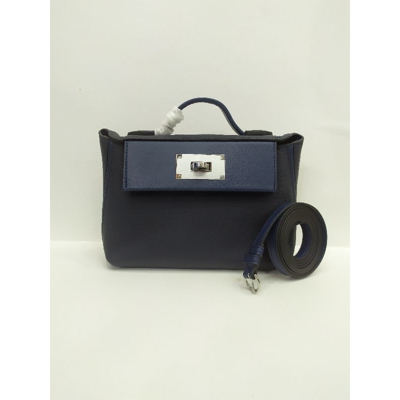 Tas H 2424 Mini 21 cm Navy Silver Hardware Togo Original Leather