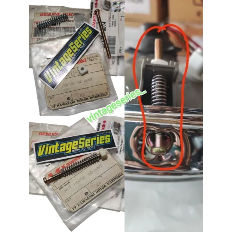 Baut setelan lampu depan ninja ss lampu bulat (Baut+Per) Baut setelan reflektor ninja ss per stelan 