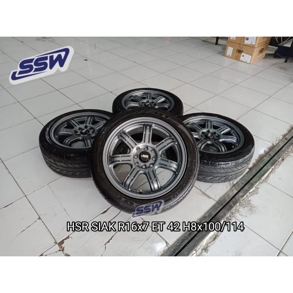 Paket Velg Mobil HSR Ring 16 Baut 4 + Ban, Velg Mobil Jazz rs Yaris Sigra Datsun Avega Baleno