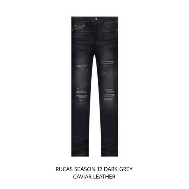Rucas Season 12 Dark Grey Caviar Leather Jeans
