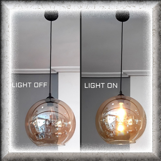Lampu hias gantung MODERN CLEAR BROWN GLASS premium mewah minimalis elegan pendant light living dini