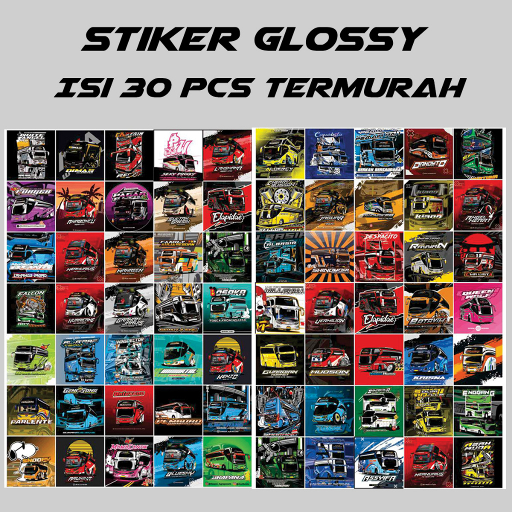 

Stiker Bus Basuri Viral Motif Campur Kertas Glossy Isi 30 Pcs Termurah