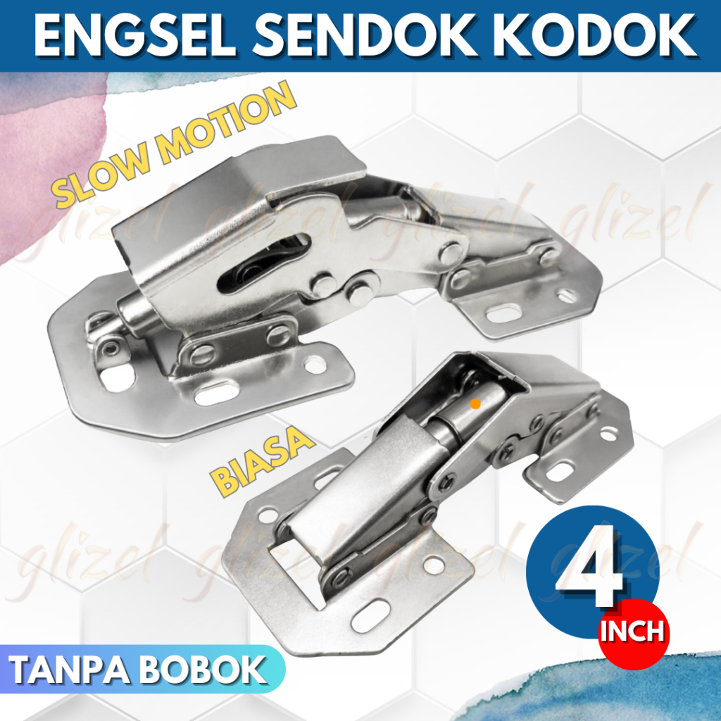 Engsel Sendok Kodok 4 inch Tanpa Bobok Slow Motion 90 Soft Close Hydrolic Hidrolis