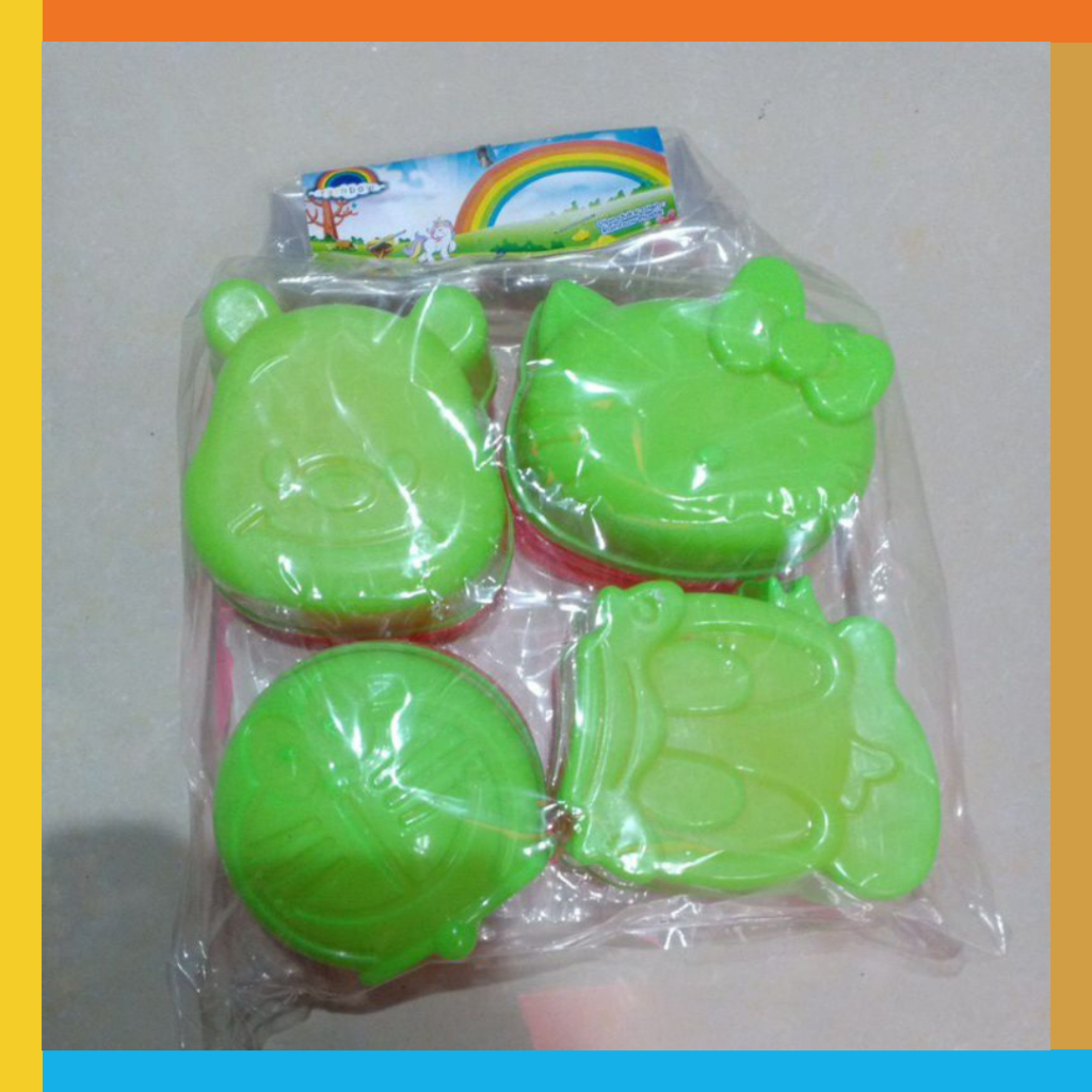 cetakan puding karakter / cetakan plastik doraemon donal bebek hello kitty / cetakan nasi plastik / 