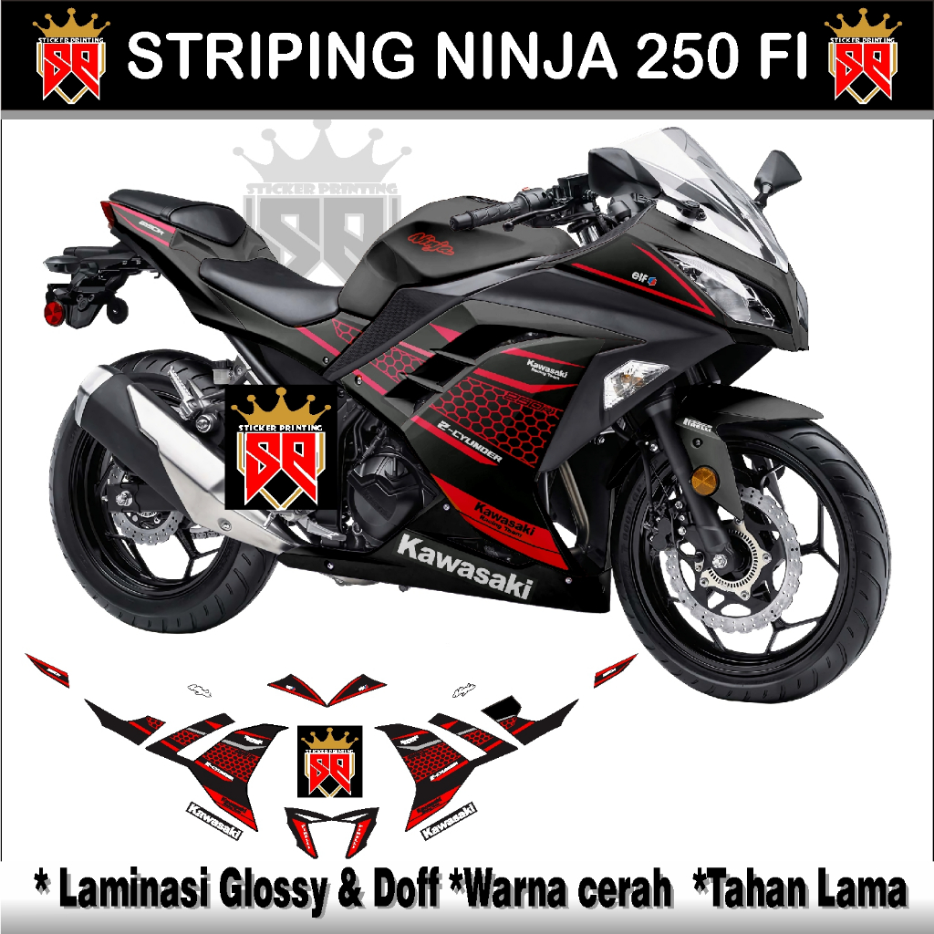DECAL STRIPING NINJA FI 250 OLD/LAMA - NINJA 250 FI OLD STOCK DECAL COSTUME