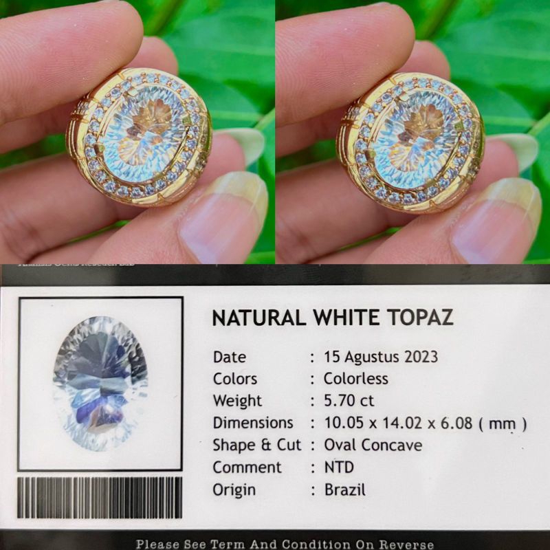 CINCIN BATU NATURAL WHITE TOPAZ+MEMO