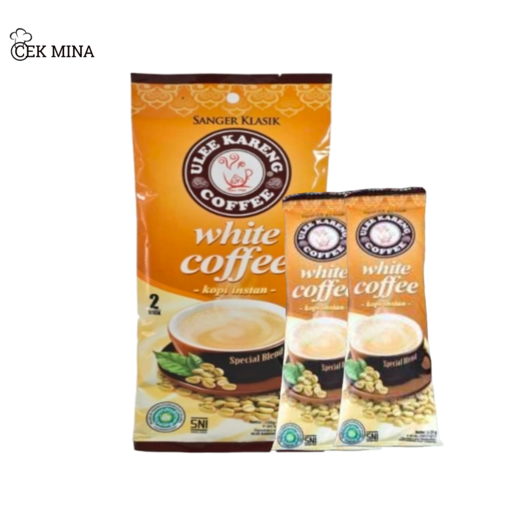 

Kopi Aceh Ulee Kareng sachet white coffee 3 in 1 isi 2 sachet