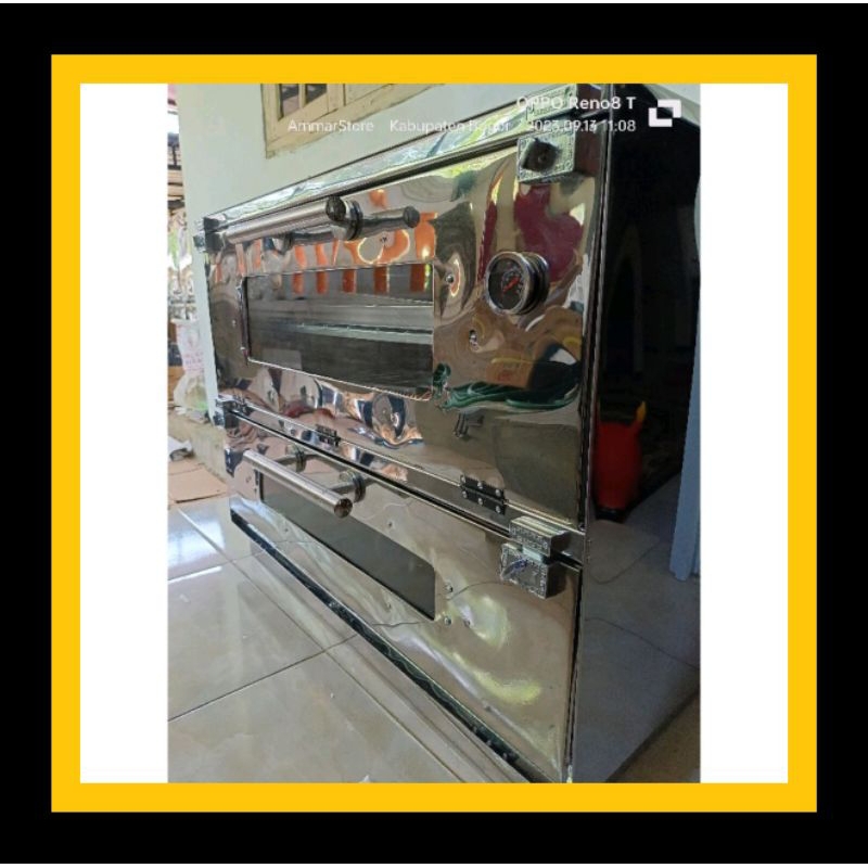 OVEN GAS STAINLESS UK 90X55X70 CM, OVEN GAS ANTI KARAT+THERMOMETER