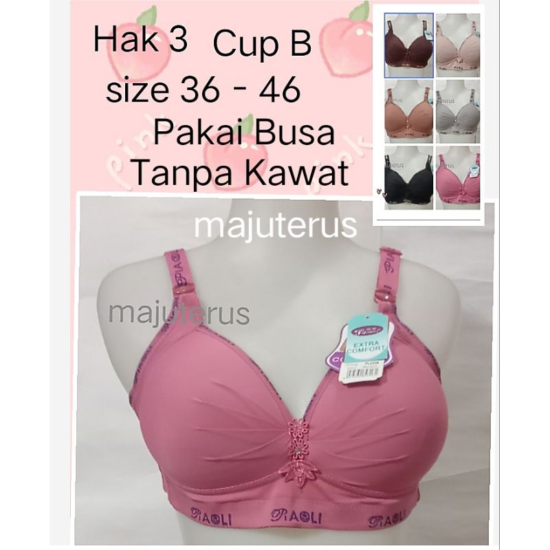 BH hak 3  CUP B  ( sedang) 2336/448 size 36 - 46  pakai Spons Tanpa Kawat BRA Remaja Dewasa Pakaian 