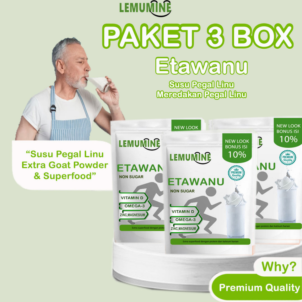 

susu tulang dan sendi orang tua Susu Untuk Kalsium Tulang Sendi Pegal Linu Asam Urat Kolesterol Penambah Nafsu Makan Vitamin Nafsu Makan LemumineNon Sugar (3 paket)