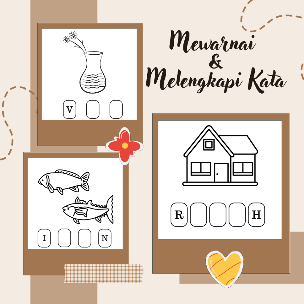 

Kertas Gambar Mewarnai A4 - Melengkapi Kata, Eksplorasi Warna (Coloring Book)