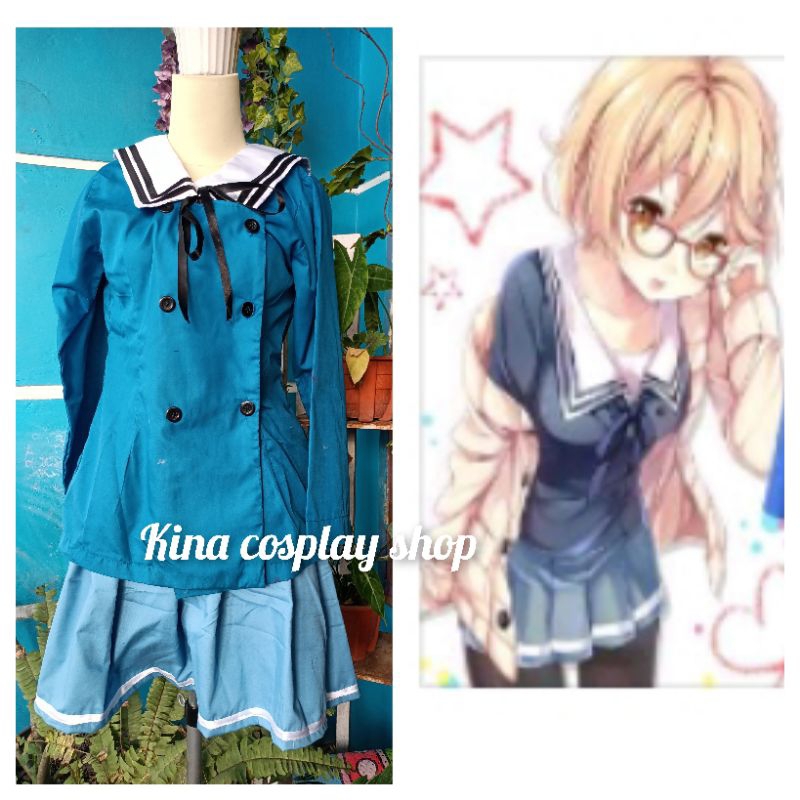 Kyoukai no Kanata Mirai Kuriyama Seifuku ver Cosplay Costume Anime Female