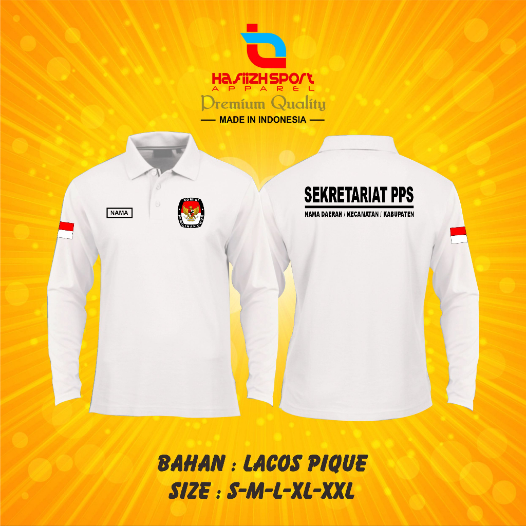 KAOS POLO SEKRETARIAT PPS PANITIA PEMILIHAN SUARA BISA CUSTOM NAMA LENGAN PANJANG / POLO KERAH SEKRE