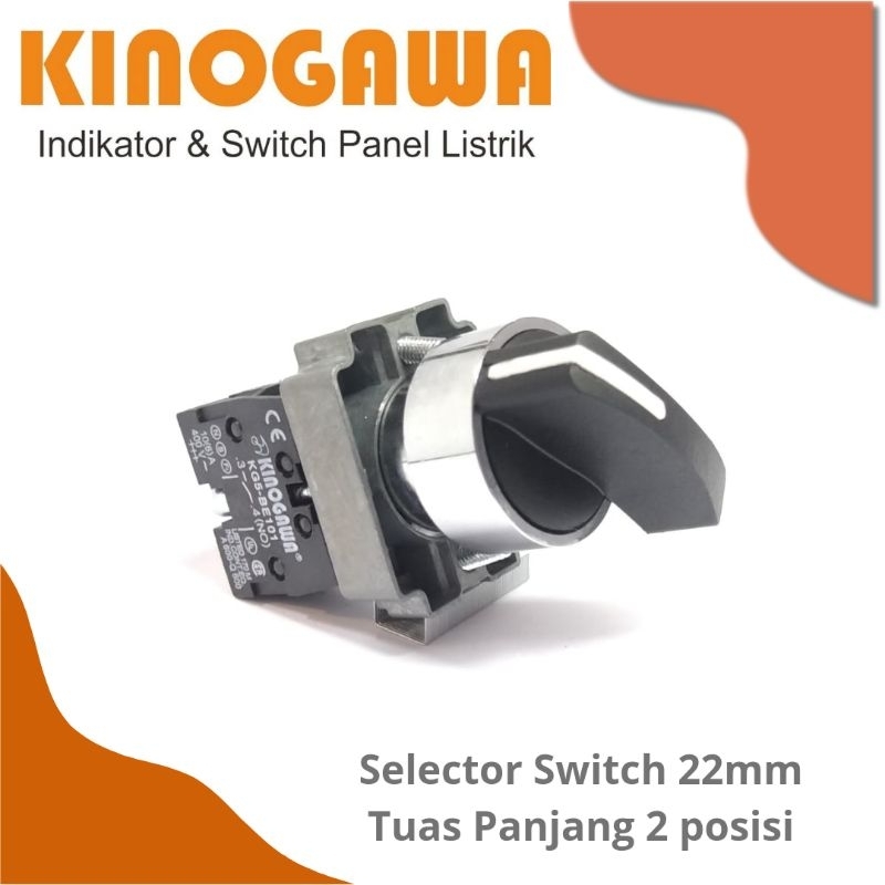 KINOGAWA Selector Switch 22mm 2 posisi Gagang Panjang Saklar Putar Selector Ohm Saklar Panel Mesin O