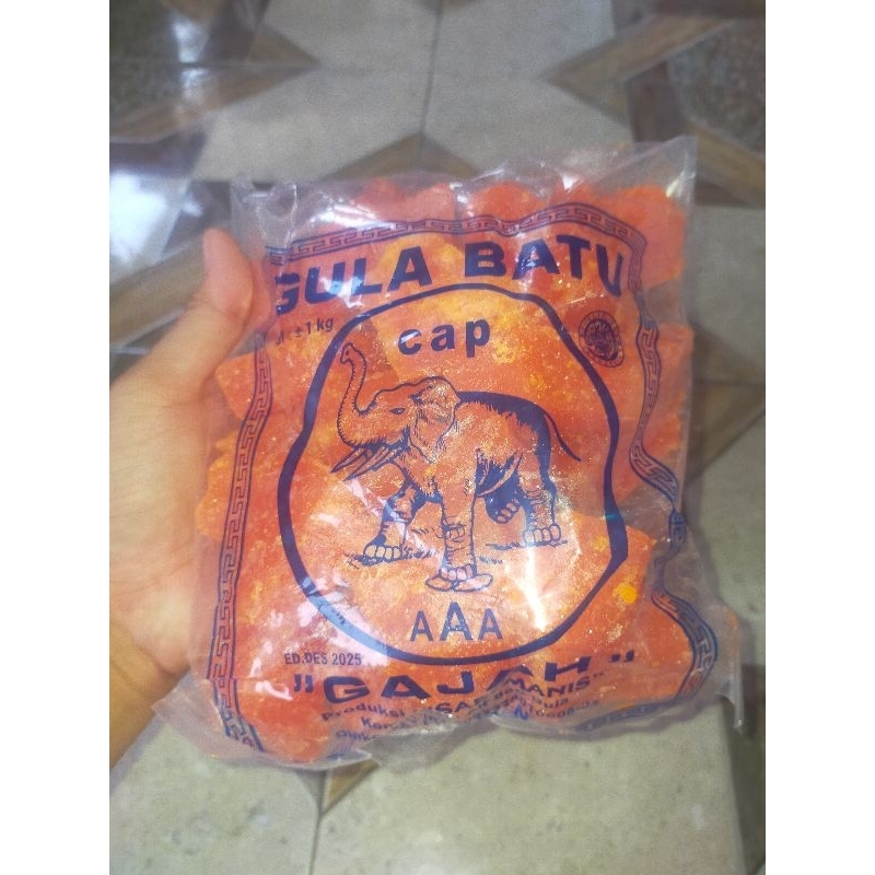 

HG Gula Batu Madu Merah Cap Gajah Kemasan 1 Kg
