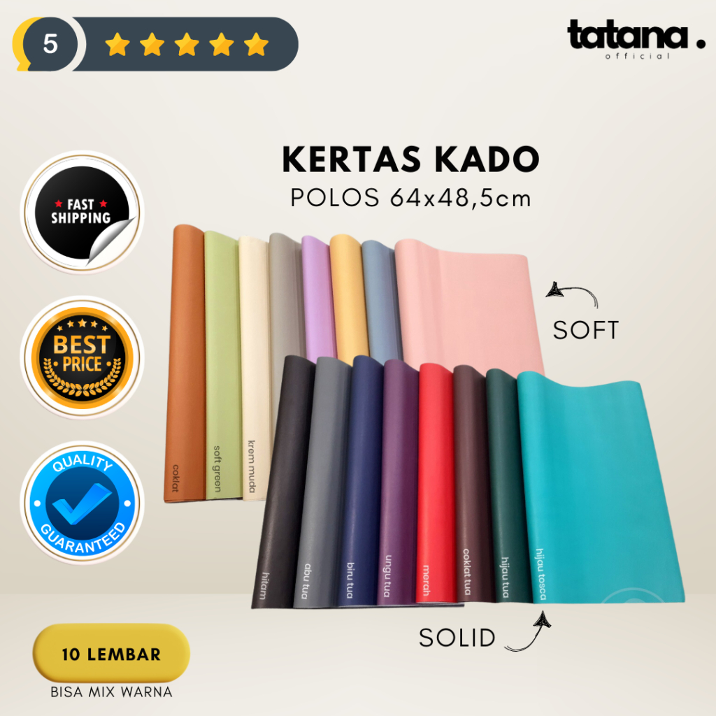 

KERTAS KADO POLOS SOFT & SOLID COLOR (10 lembar)