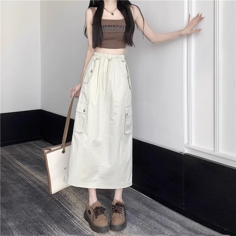 Emily Rok-Kekinian Korean Fashion New Highwaist Rok Midi Cargo