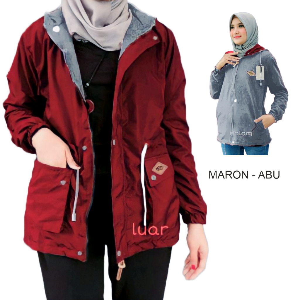 Jaket Bb Parka 2in1 Wanita Nevy Turkis Ukuran L - XL - XXL