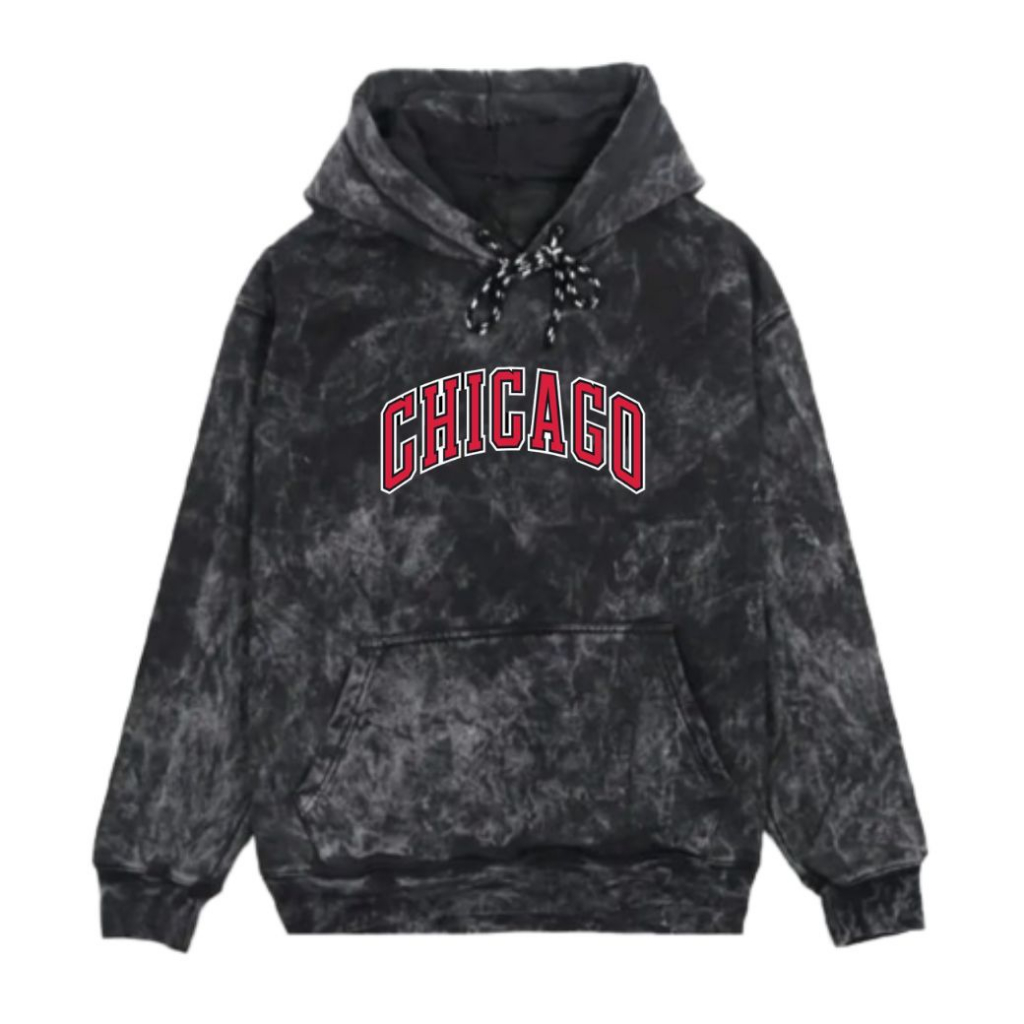 Chicago Washing Black Hoodie Pullover Original