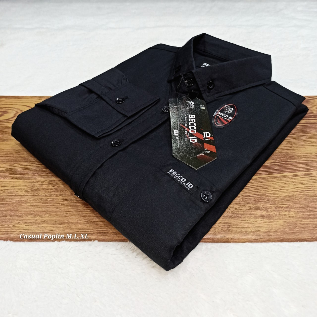 Kemeja Pria Polos Lengan Panjang Hitam Slimfit Premium Kemeja Hem Pria Kerja Kantoran Harian Kemeja 