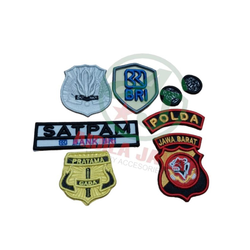 ATRIBUT BORDIR SATPAM BANK BRI TIMBUL LOGO POLDA REQUEST